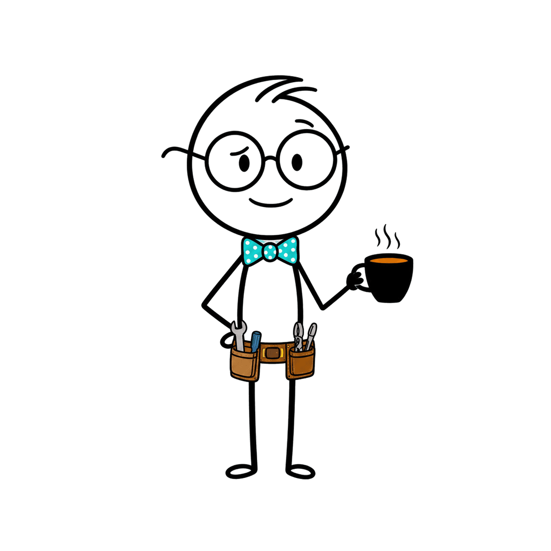 Kevin wearing a well-stocked tool belt