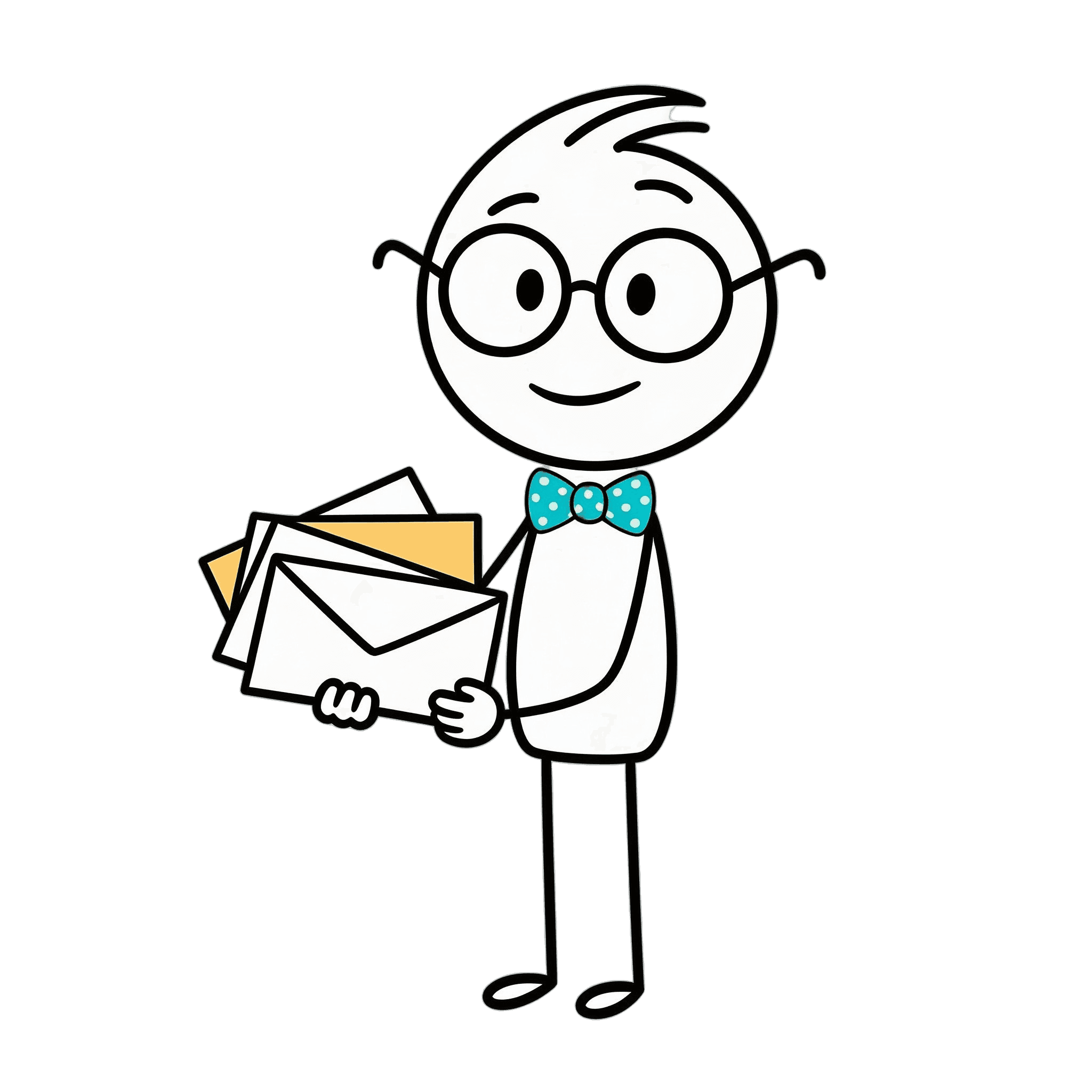 Kevin holding a stack of envelopes
