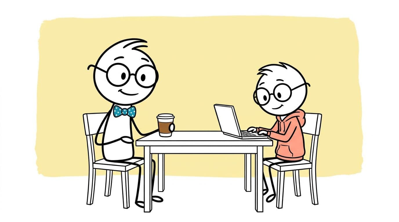 Kevin and his child at the table while the child does homework