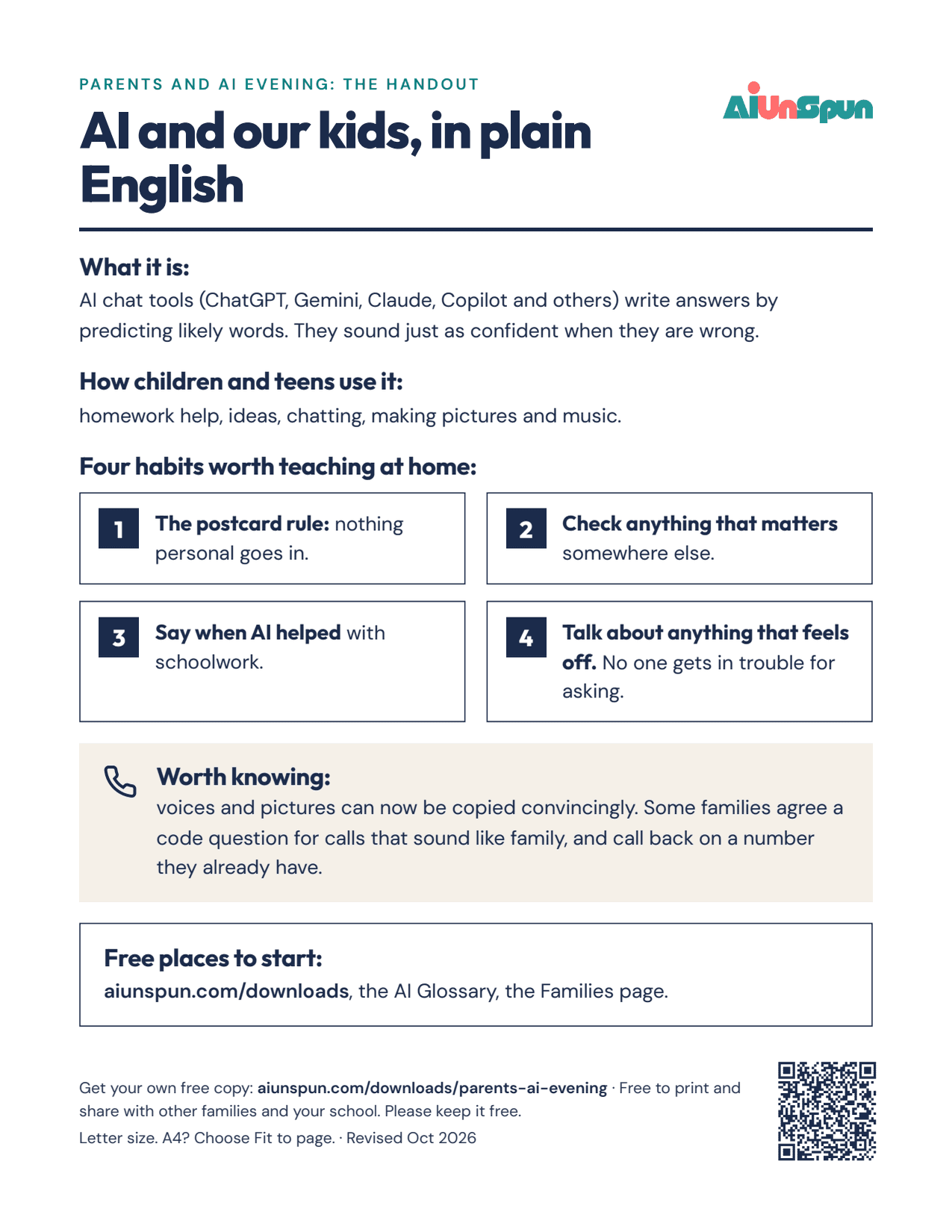Page 1 of Parents and AI evening
