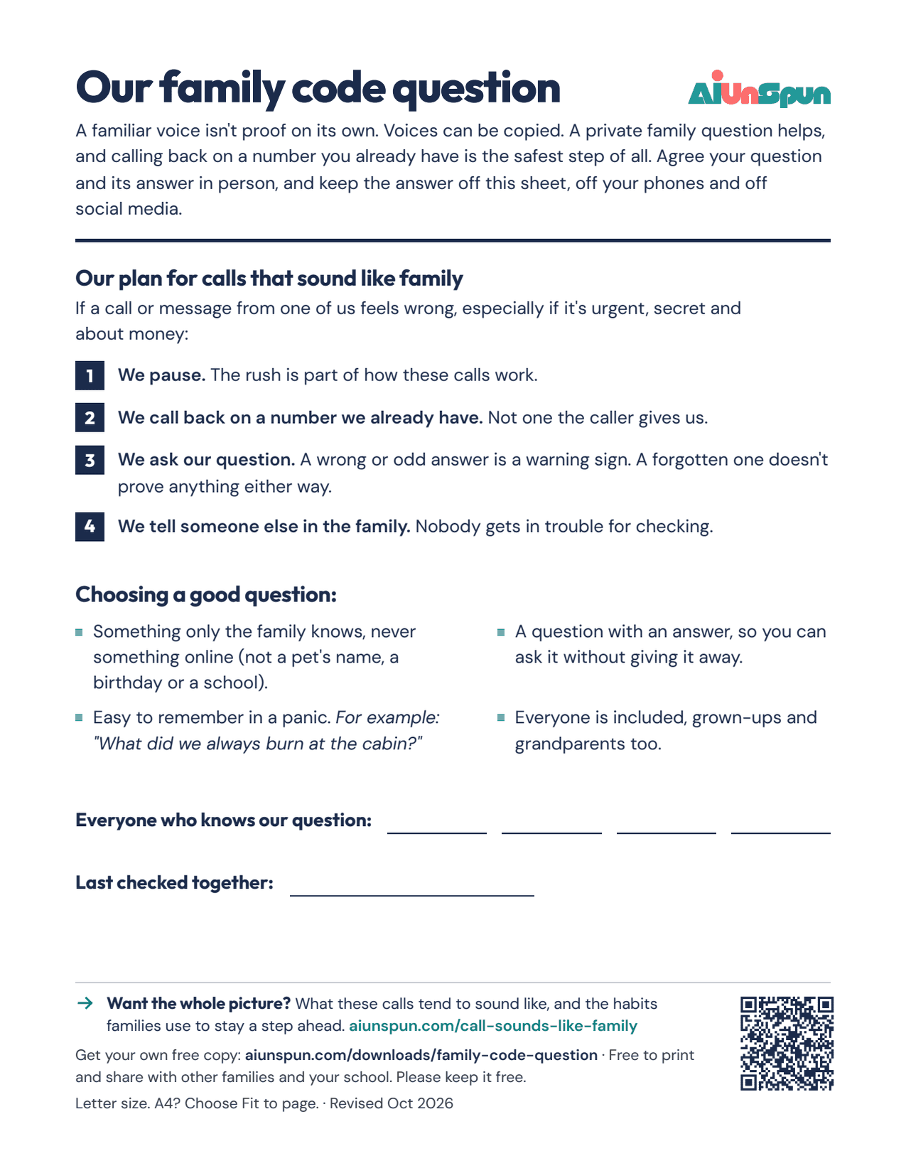 Page 1 of Our family code question