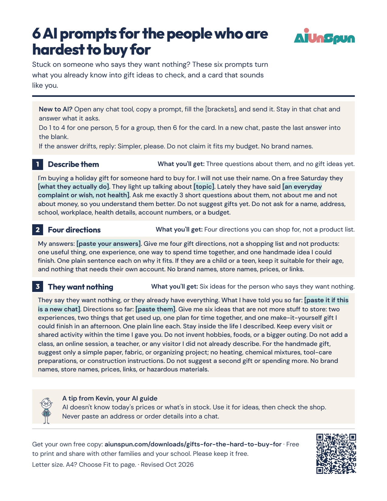 Page 1 of AI prompts for the people who are hardest to buy for